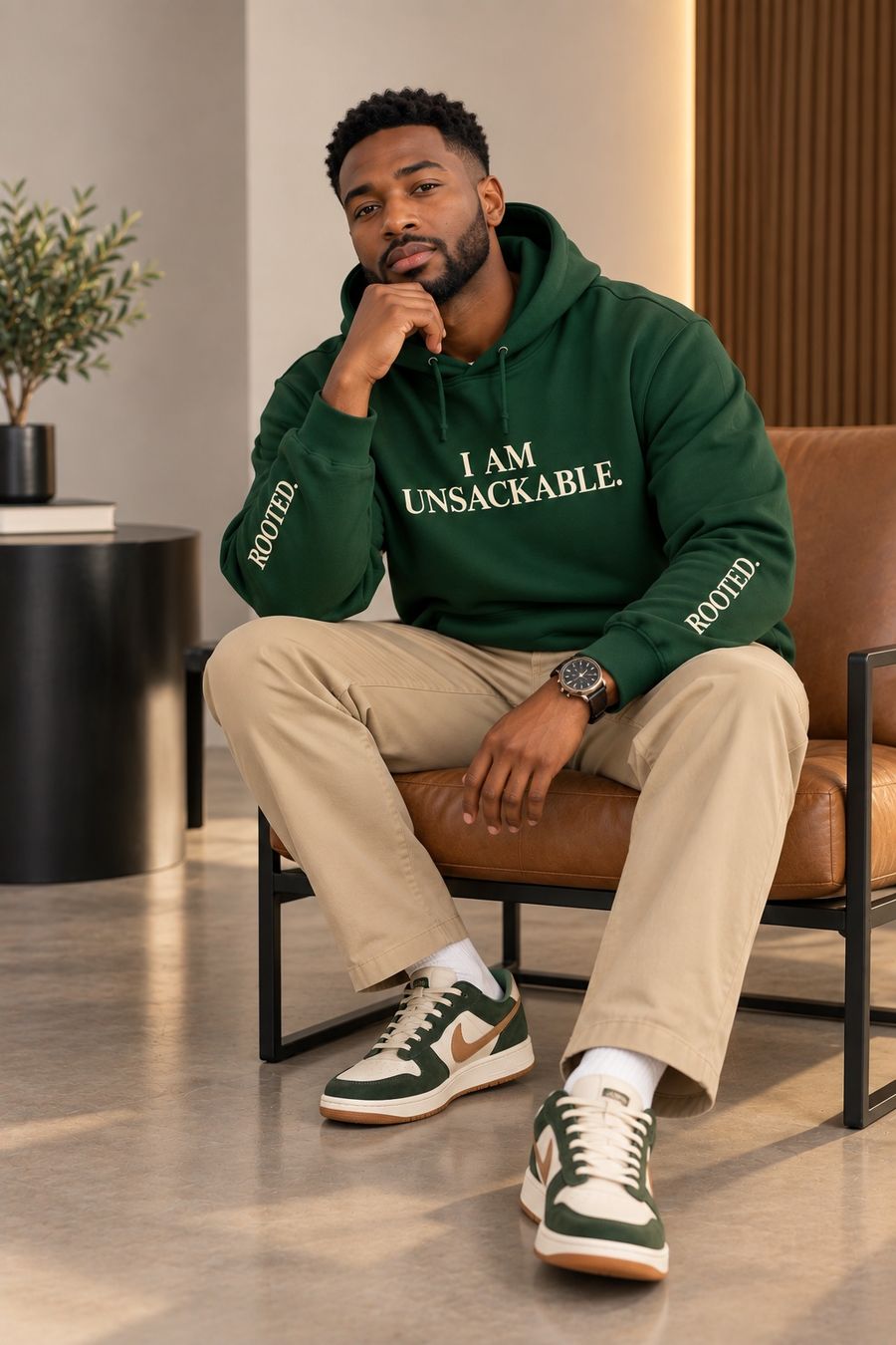 The forest-green I AM UNSACKABLE. hoodie