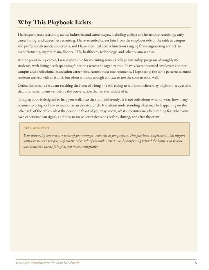 Inside page preview of Career Fair Playbook