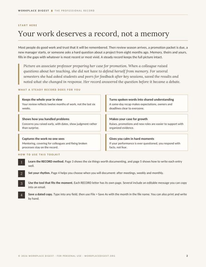 Inside page preview of The Professional Record