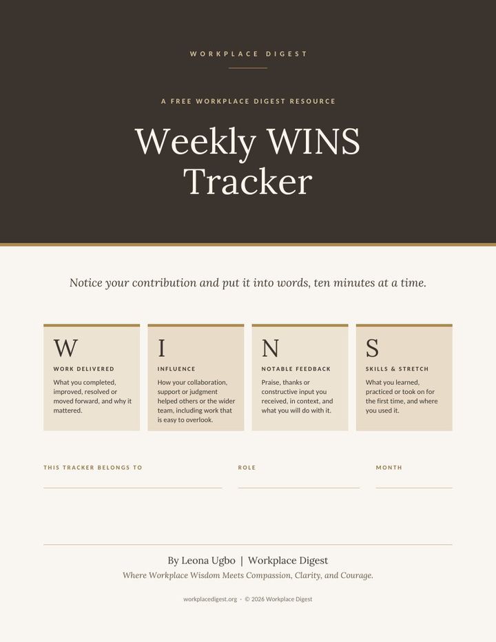 Cover of Weekly WINS Tracker, a Workplace Digest resource